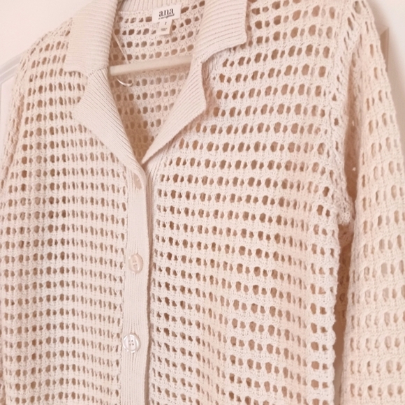 Mesh Crochet Loose Knit Cream Button Cardigan - Picture 10 of 10